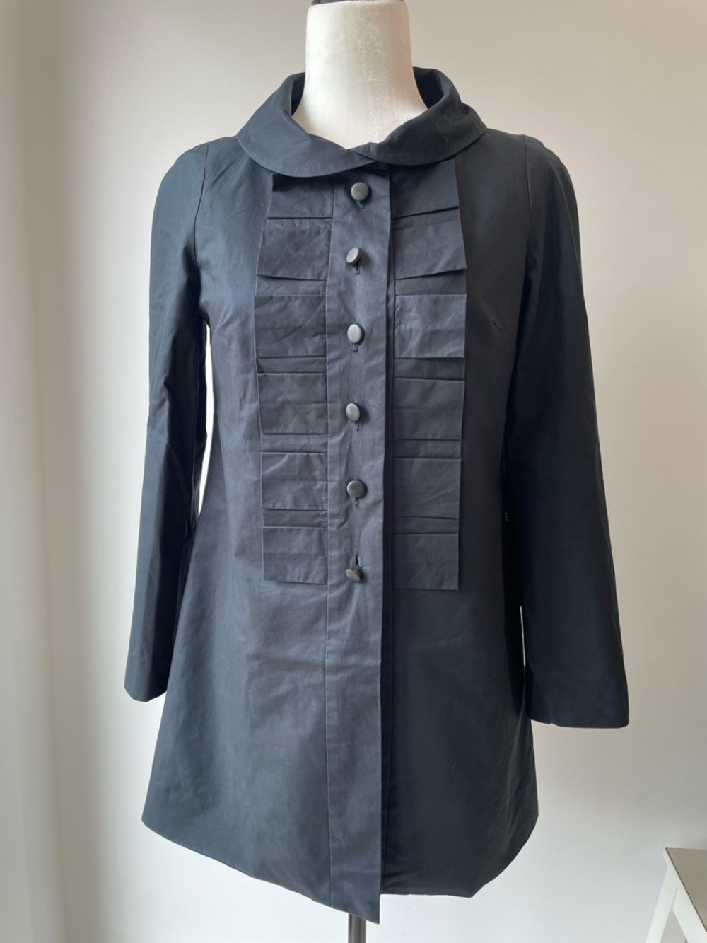 Smythe Pleated-Front Trench Coat with Rounded Collar